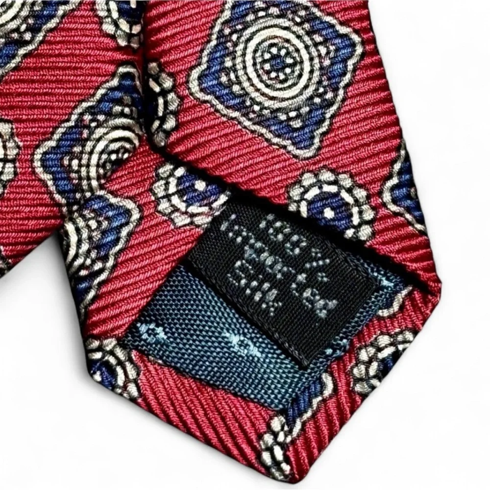 Mario Valentino Red and Gold Geometric Tie